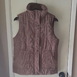 Michelle Mae Quilted Corduroy Vest - Tan